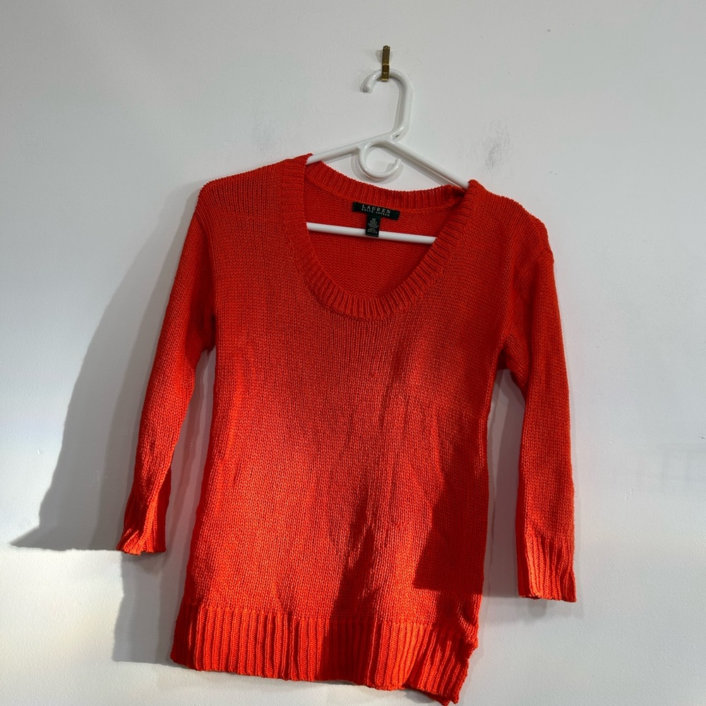 Ralph Lauren Quarter Sleeve Orange Sweater Women’s Size XS